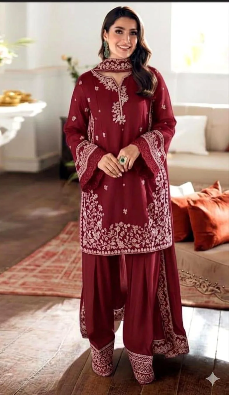 Stunning Purple Embroidered 3-Piece Lawn Suit