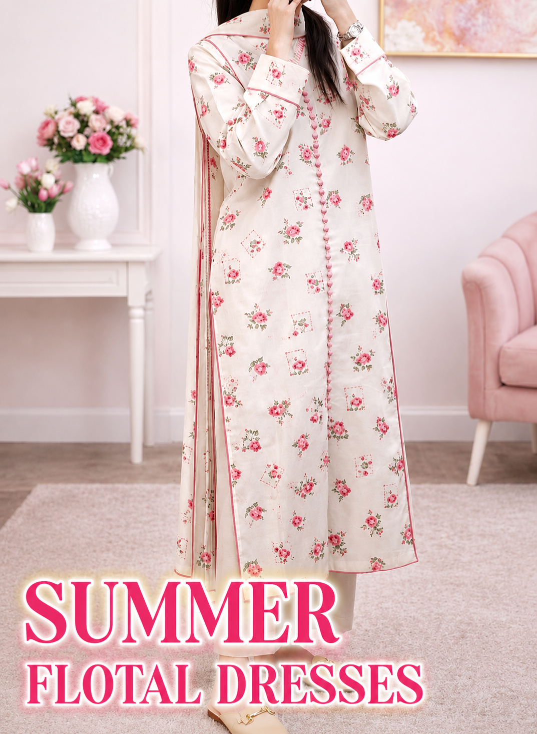 Summer floral dresses with pink floral print for stylish everyday wear